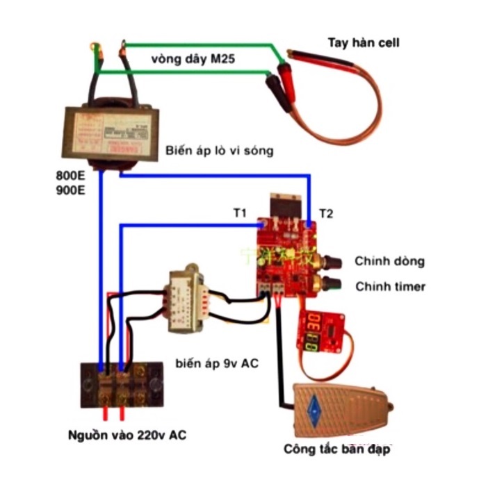 Mạch timer máy hàn cell pin NY-D01 40A